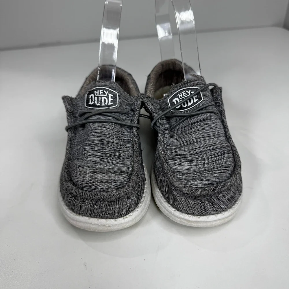 Hey Dude Wally Little Boys 12 Gray Marl Knit Slip On Loafers Shoes Comfy